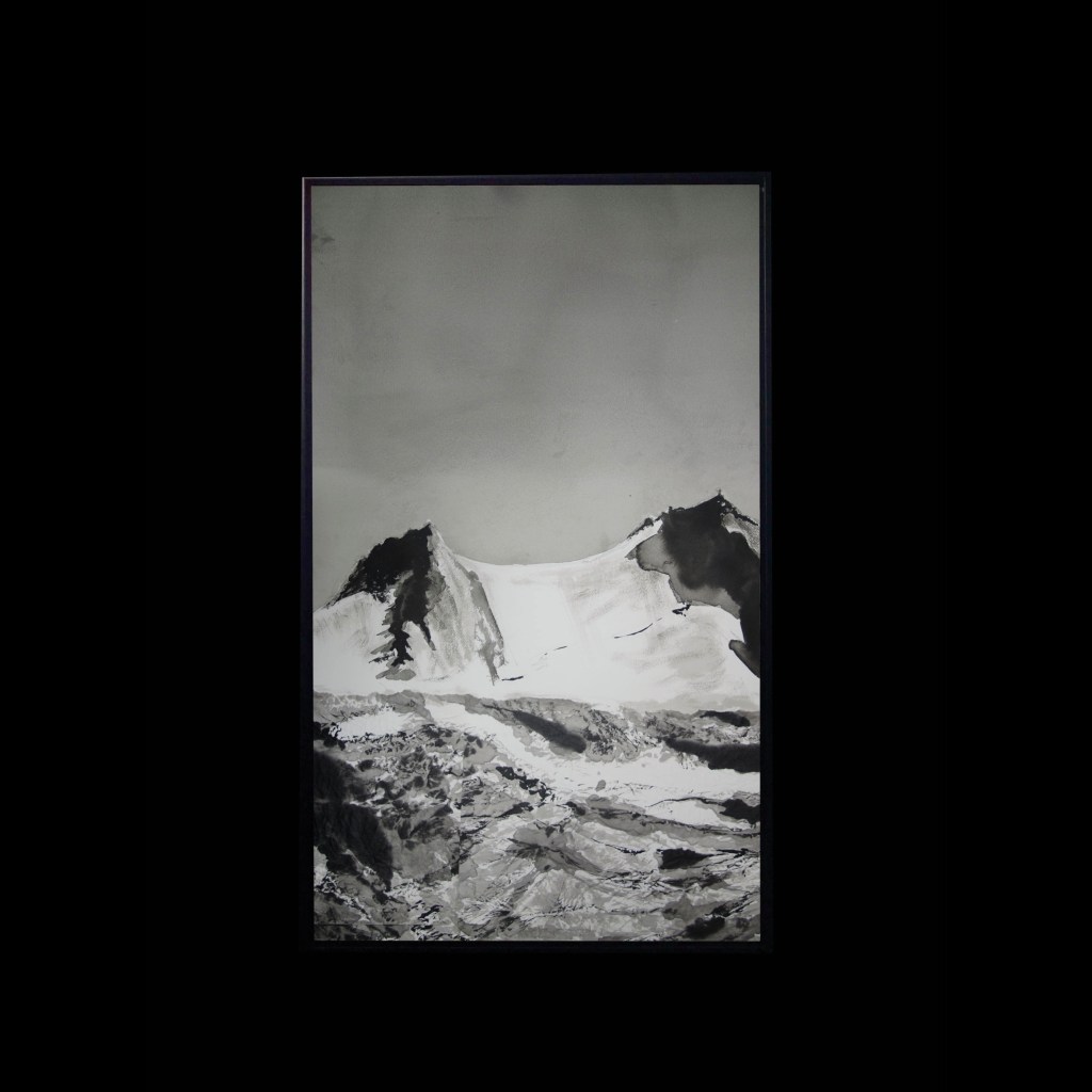 Aiguille de l'Éboulement, Encre de Chine et papier froissé-collé, 102 x 66 cm, collection particulière, 2023,
Paul de Chatelperron