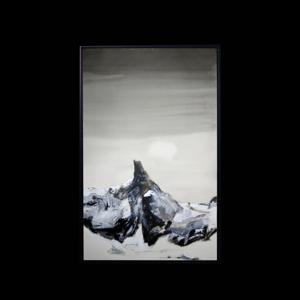 Dent du Géant, Encre de Chine et Acrylique, 114 x 75 cm, collection particulière, 2023, Paul de Chatelperron