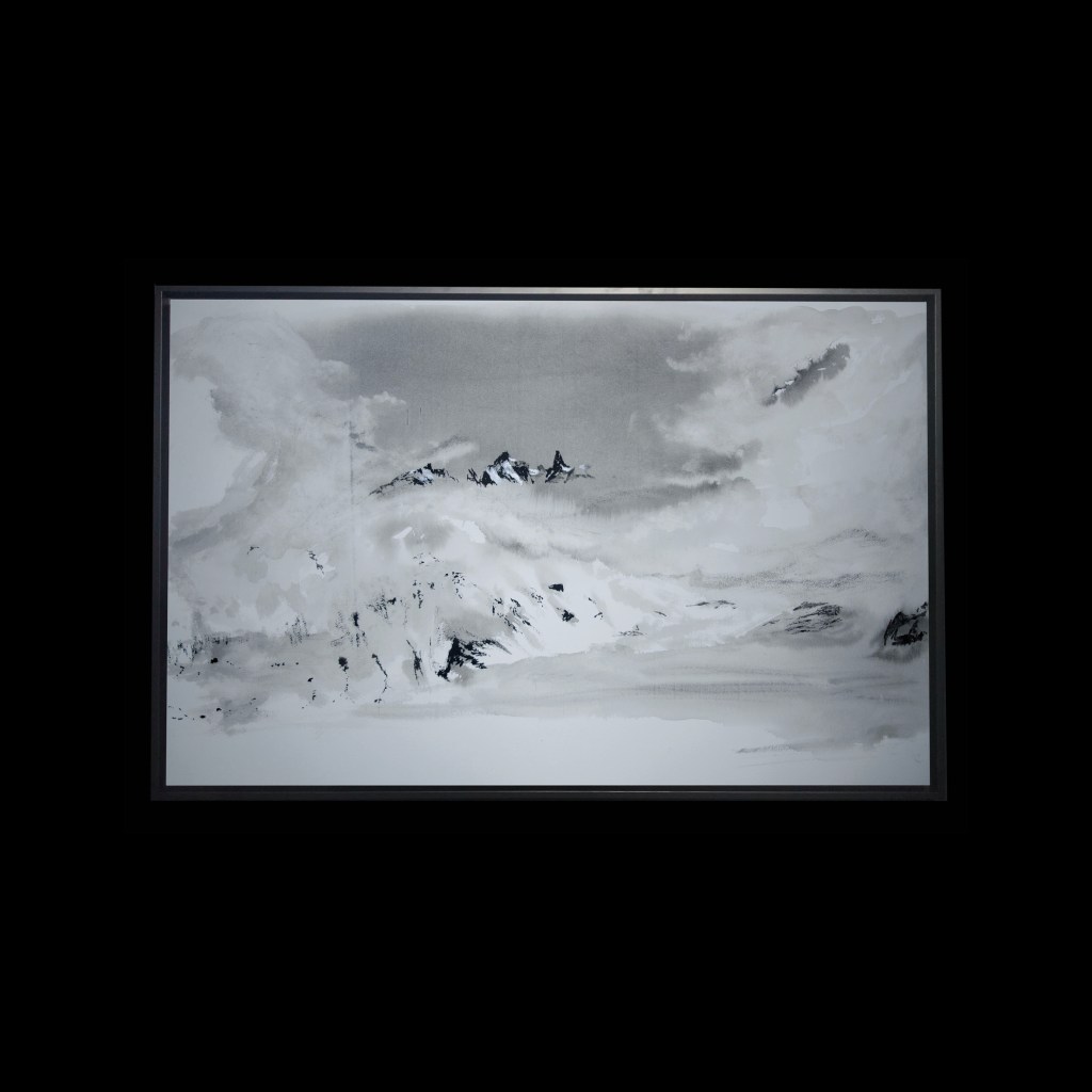 Mer de Glace, Chamonix, 
Encre de Chine, 
69 x 114 cm, collection particulière, 2023, Paul de Chatelperron