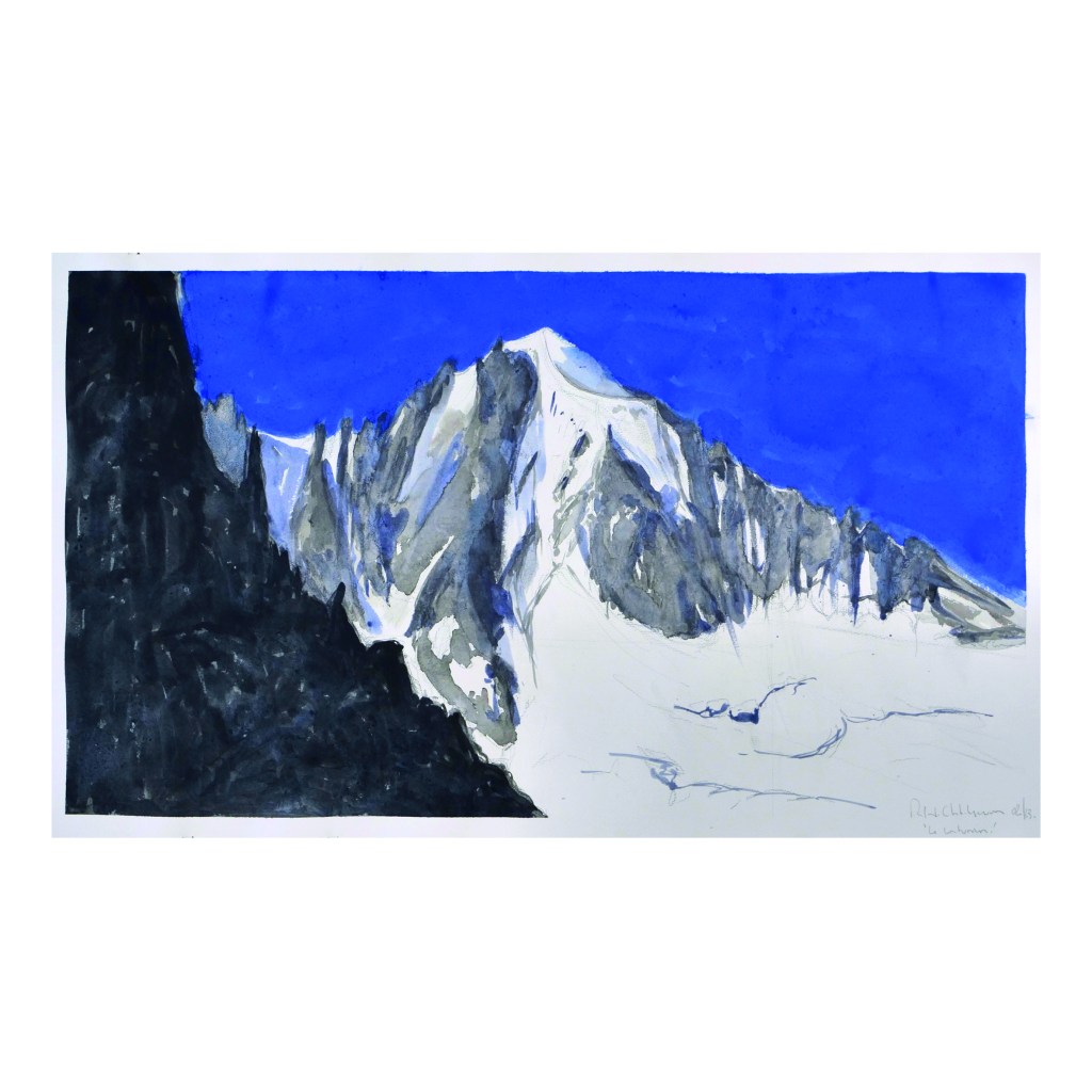 Couloir du Couturier, la Verte, Chamonix,
Aquarelle sur papier 300gr contrecollée sur dibond,
75 x 114 cm,
Collection particulière,
2024
Paul de Chatelperron